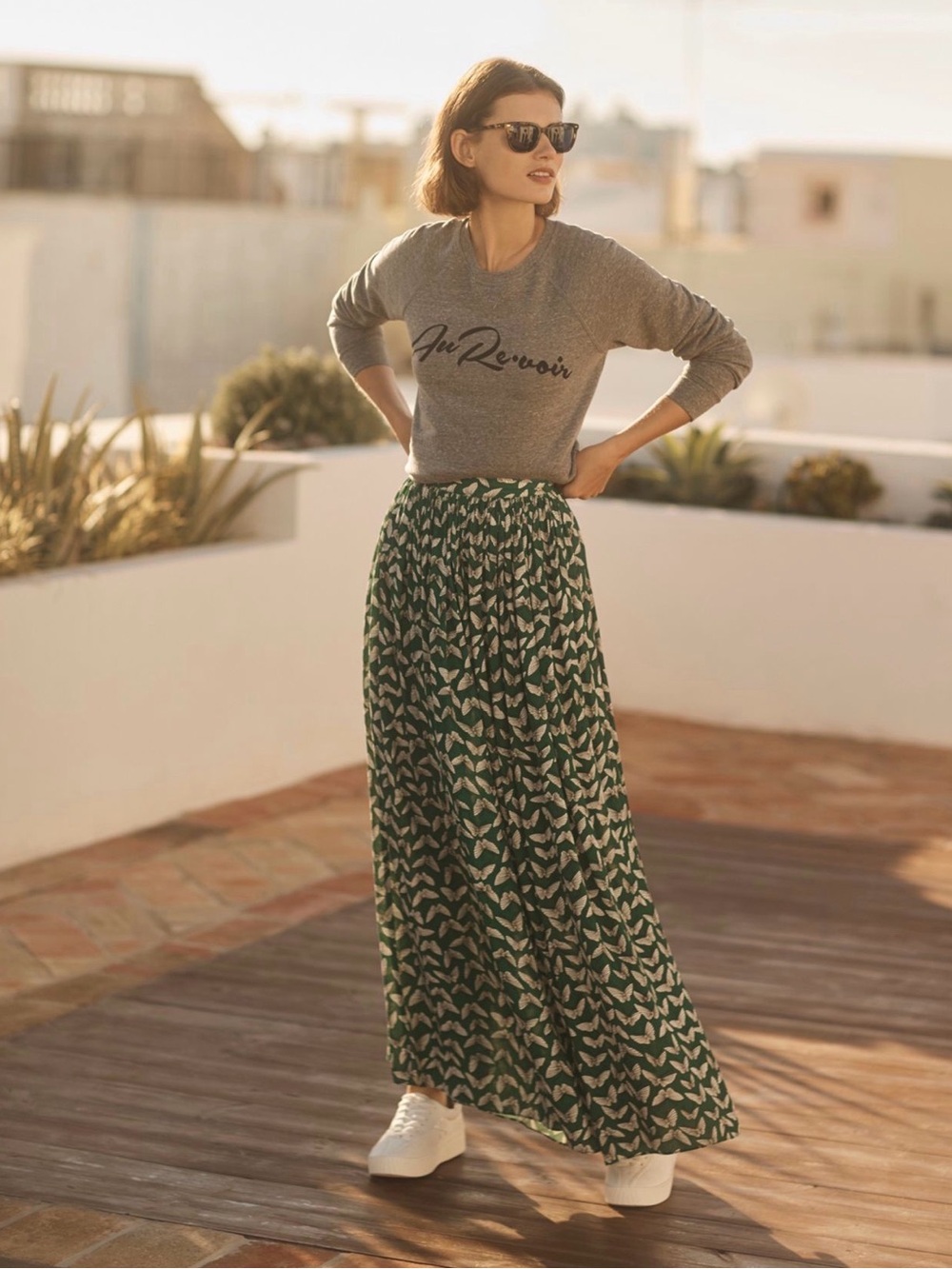 ANTHROPOLOGIE MAEVE Acker Wide-Leg Pants Green Butterflies S - Picture 14 of 16